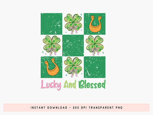 Lucky and Blessed, Preppy St Patrick's Day PNG