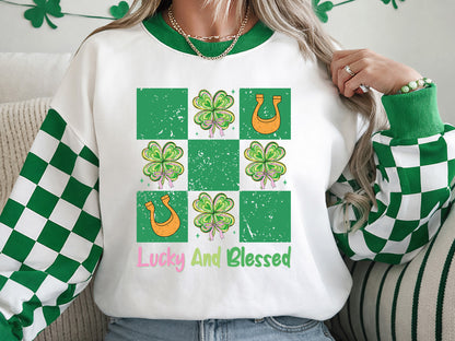 Lucky and Blessed, Preppy St Patrick's Day PNG