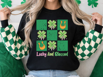 Lucky and Blessed, Preppy St Patrick's Day PNG