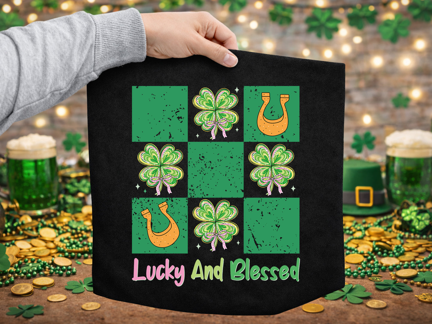 Lucky and Blessed, Preppy St Patrick's Day PNG