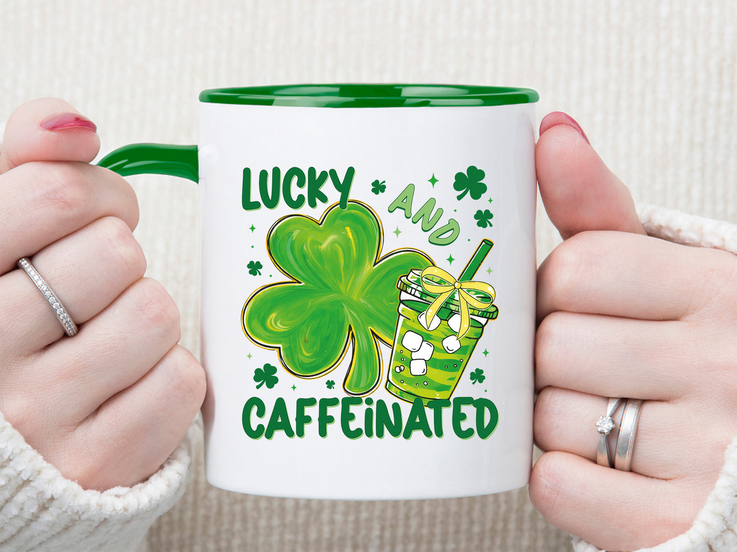 Lucky and Caffeinated, Preppy St Patrick's Day PNG