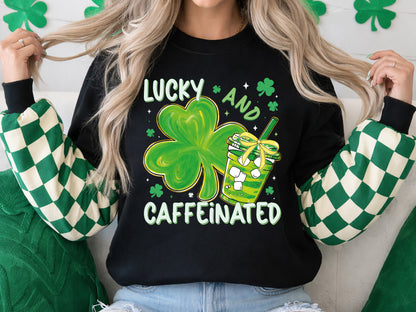 Lucky and Caffeinated, Preppy St Patrick's Day PNG