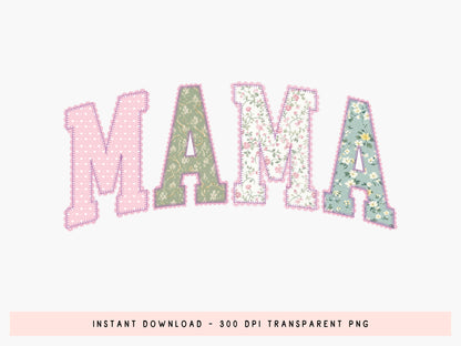 Mama Floral Patchwork PNG Sublimation Design