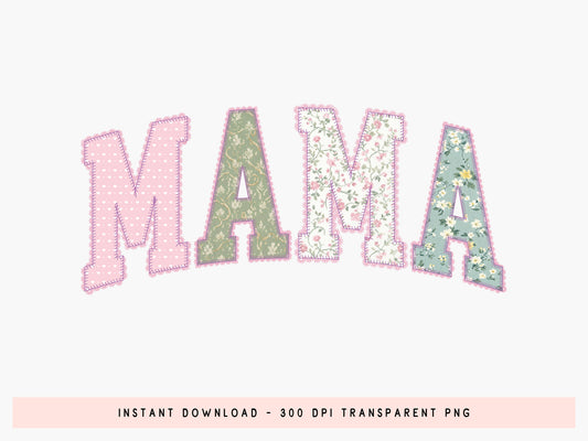 Mama Floral Patchwork PNG Sublimation Design