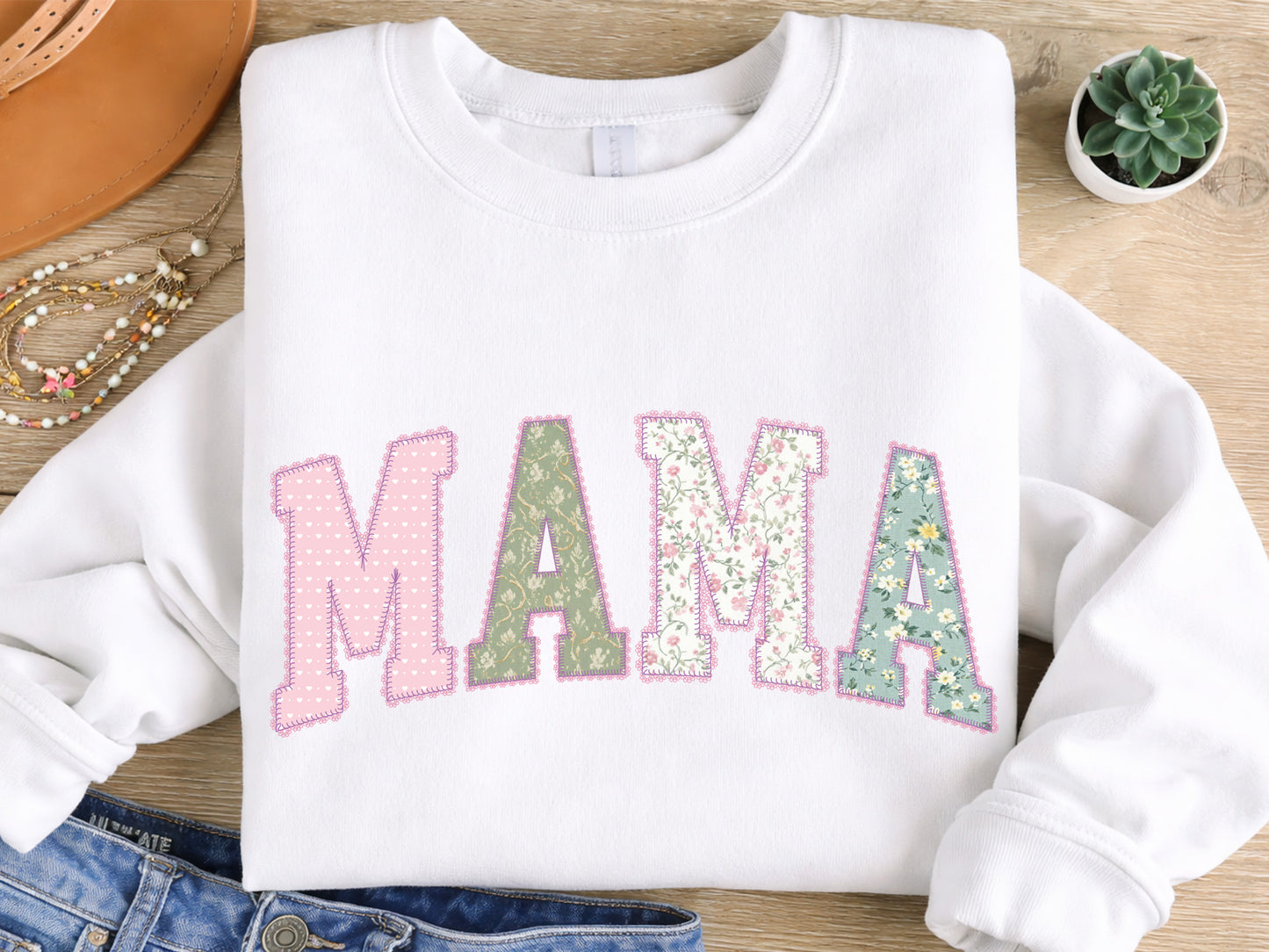 Mama Floral Patchwork PNG Sublimation Design