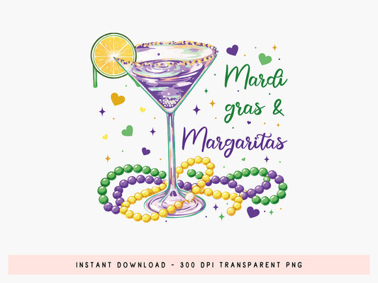Mardi Gras & Margaritas Sublimation Design