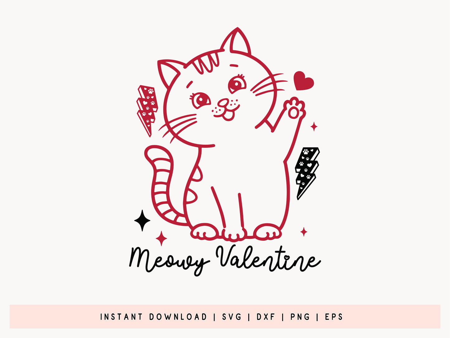 Meowy Valentine - Cute Cat Valentine SVG PNG Design