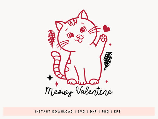 Meowy Valentine - Cute Cat Valentine SVG PNG Design