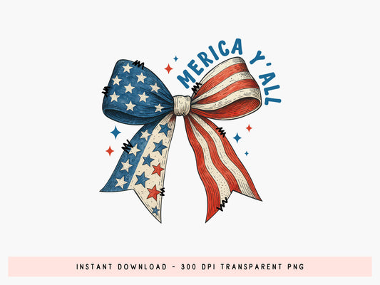 Merica Y'all, Coquette 4th of July Sublimation