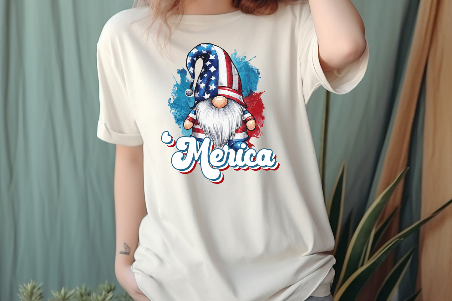 Merica, 4th of July Gnome Sublimation Design