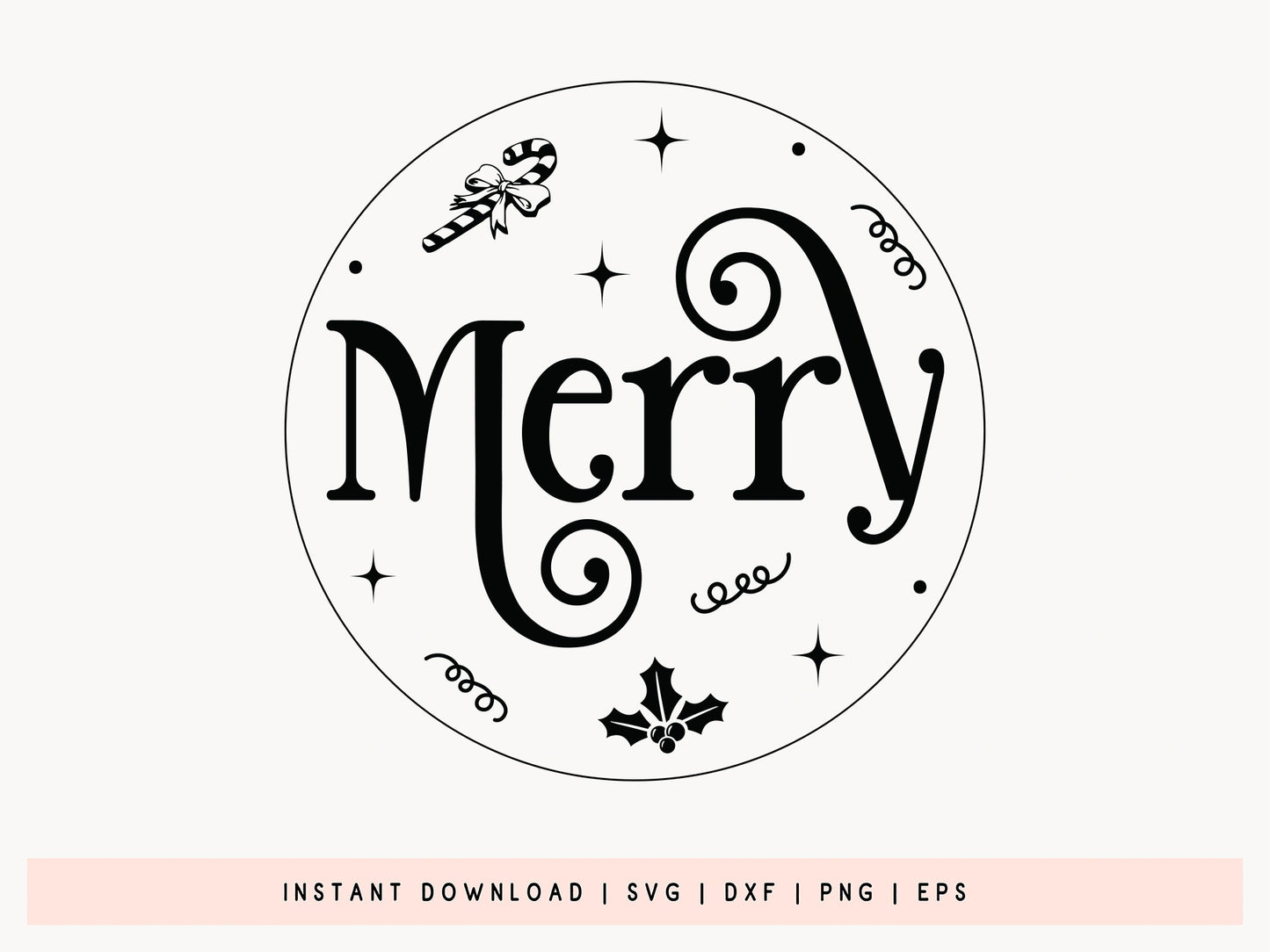 Merry - Handcrafted Christmas Ornament SVG