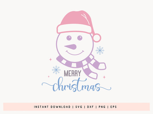 Merry Christmas - Snowman SVG Cut File