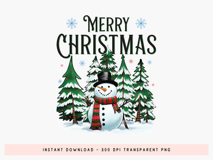 Merry Christmas Snowman Sublimation Design