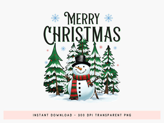 Merry Christmas Snowman Sublimation Design