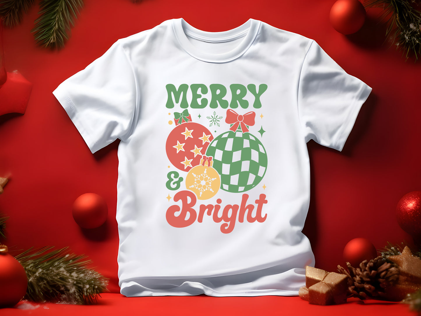 Merry & Bright - Christmas Retro SVG Design