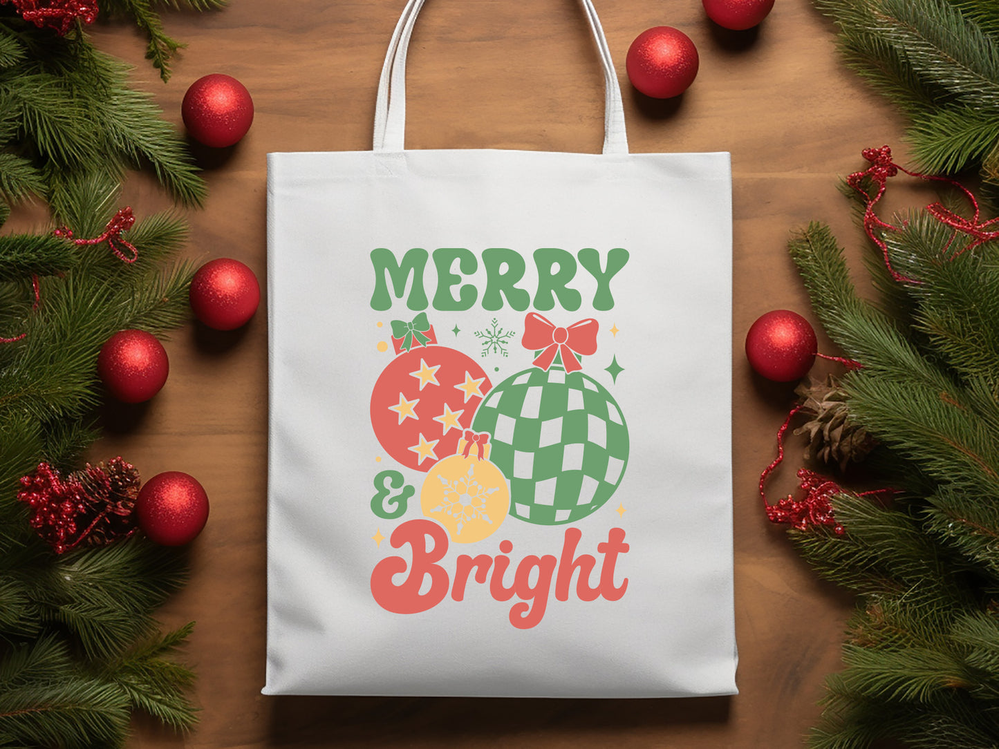 Merry & Bright - Christmas Retro SVG Design