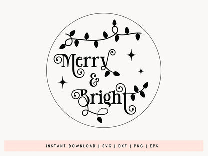 Merry & Bright - Handmade Christmas Tree Ornament SVG