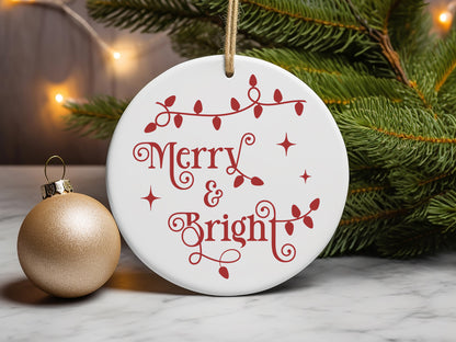 Merry & Bright - Handmade Christmas Tree Ornament SVG