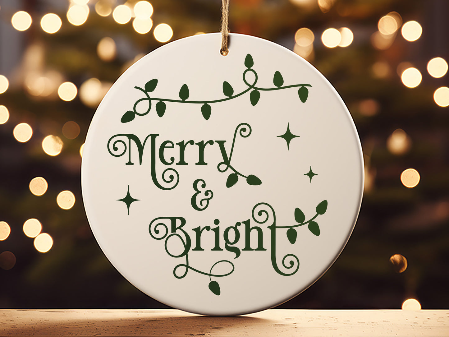 Merry & Bright - Handmade Christmas Tree Ornament SVG