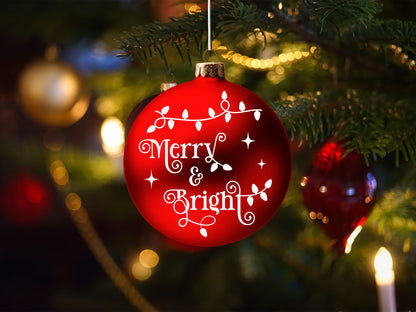 Merry & Bright - Handmade Christmas Tree Ornament SVG