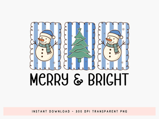 Merry & Bright, Snowman Christmas Sublimation