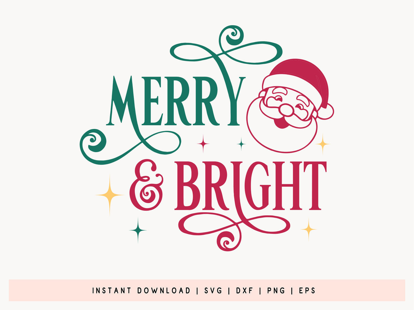 Merry and Bright - Cute Christmas SVG Design