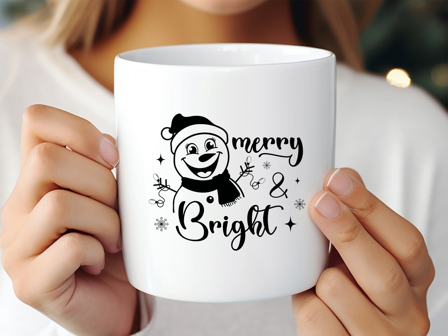 Merry and Bright - Unique Snowman SVG