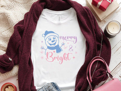 Merry and Bright - Unique Snowman SVG