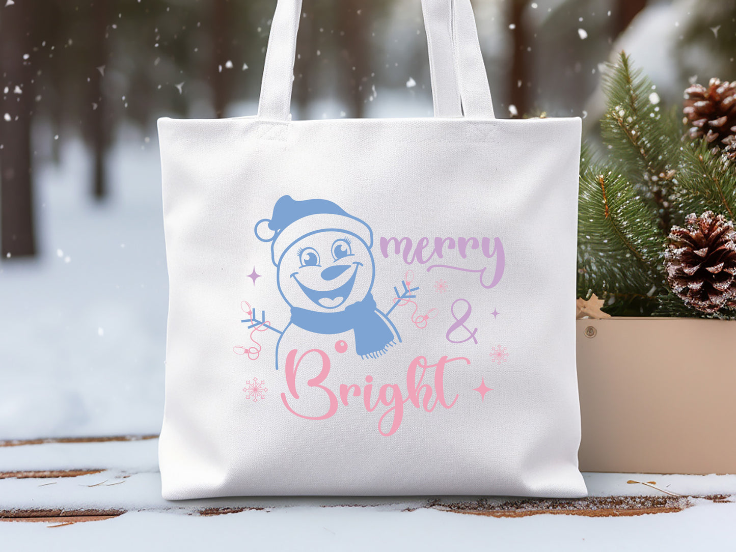 Merry and Bright - Unique Snowman SVG