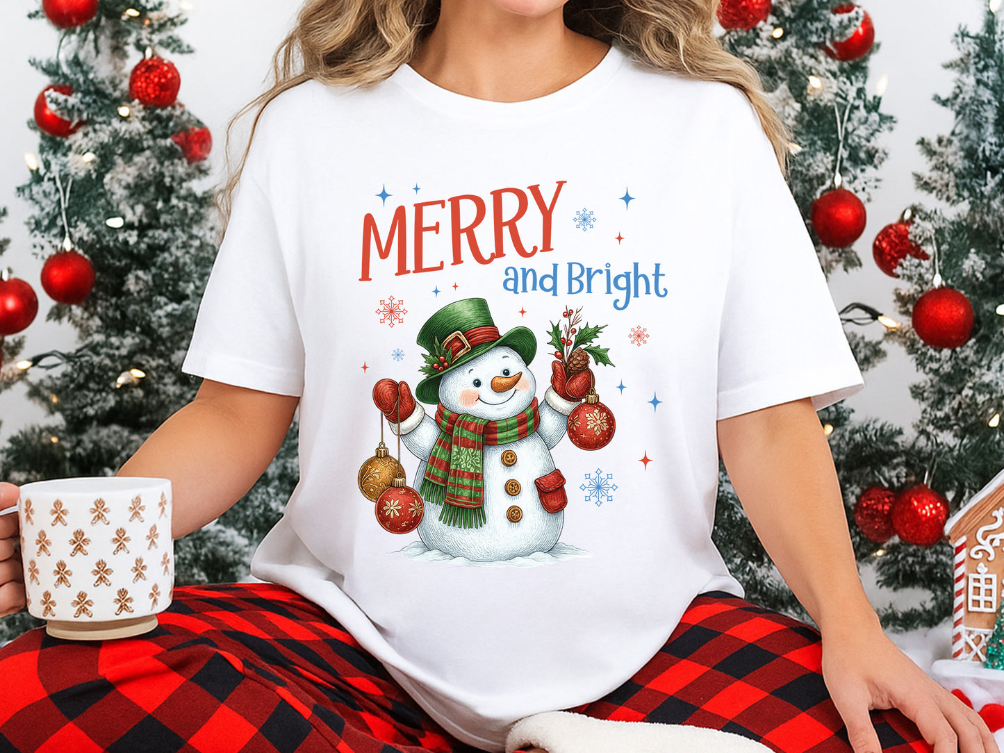 Merry and Bright, Snowman Christmas PNG