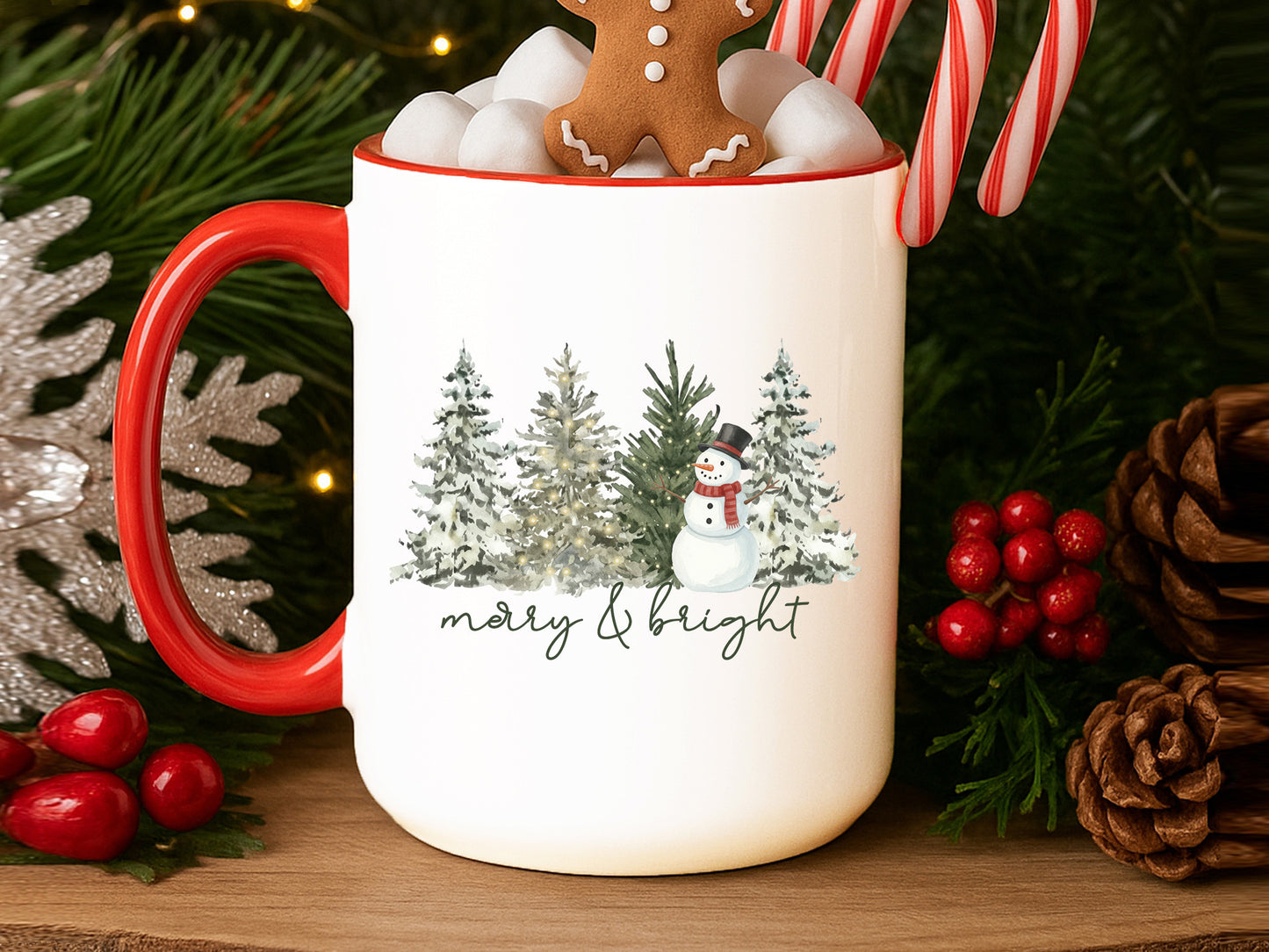Merry and Bright, Christmas Snowman Sublimation