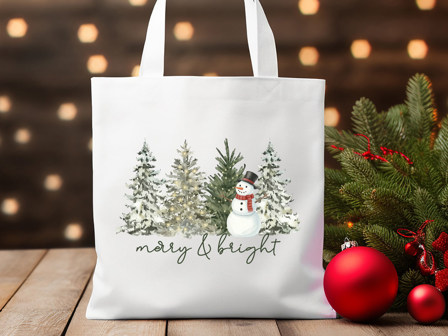 Merry and Bright, Christmas Snowman Sublimation