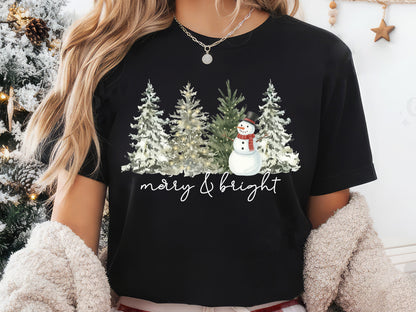 Merry and Bright, Christmas Snowman Sublimation