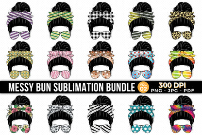 Messy Bun Sublimation Designs Bundle