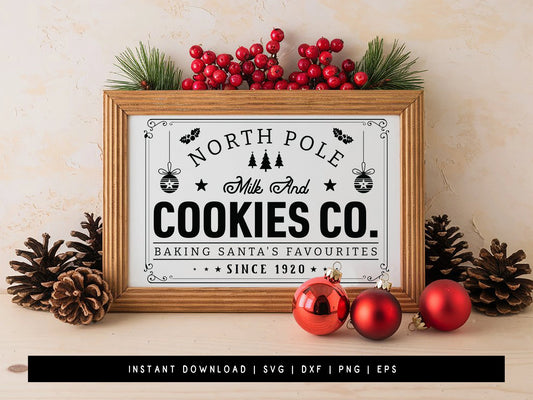 Milk and Cookies Co - Farmhouse Christmas Wood Sign SVG