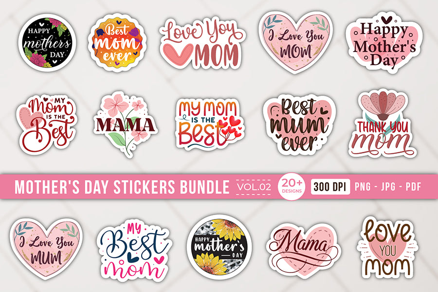 Mother's Day Printable Stickers Bundle