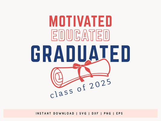 Motivated Educated Graduated Class of 2025 SVG Design