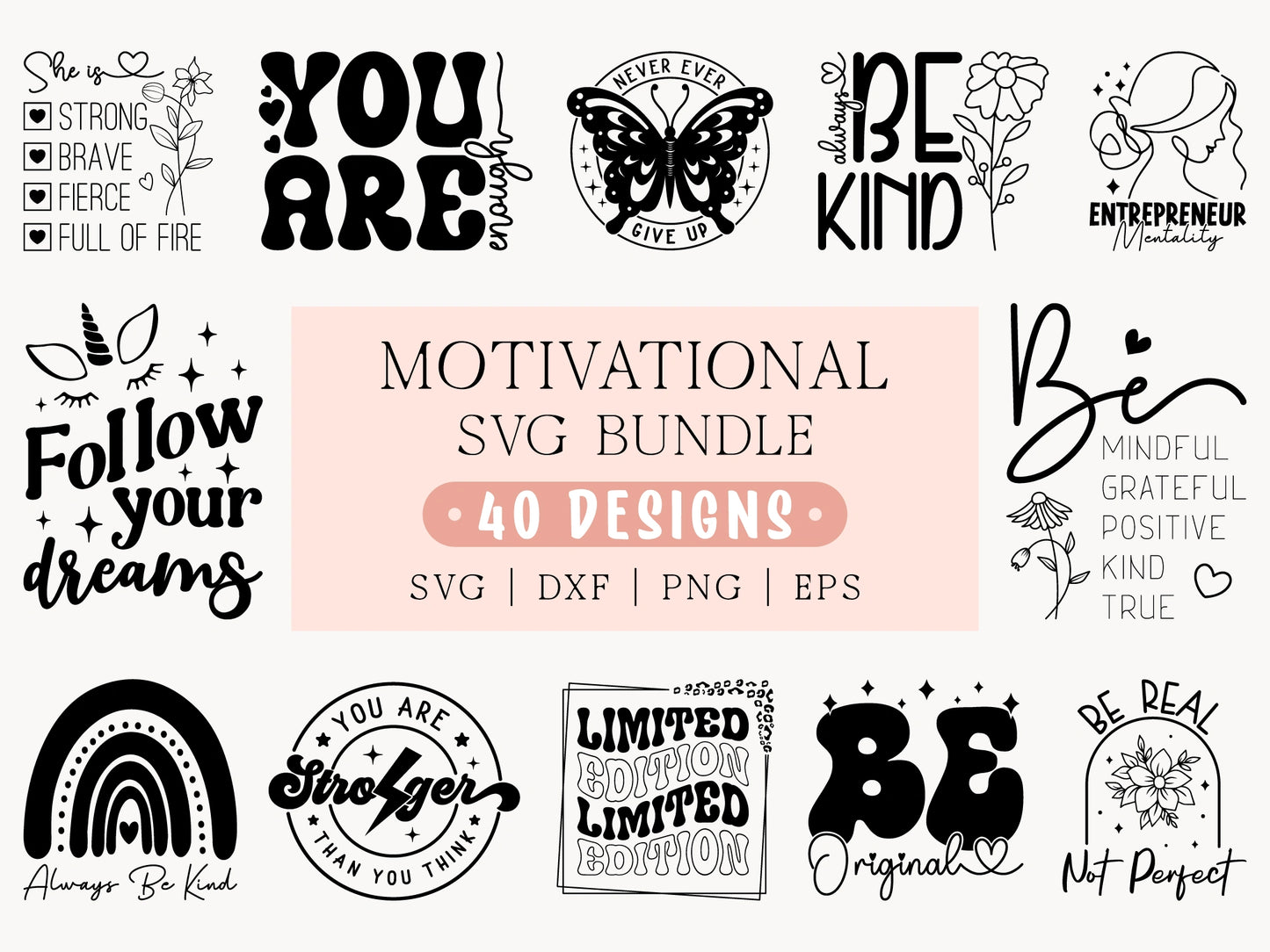 Motivational Quotes SVG Design Bundle