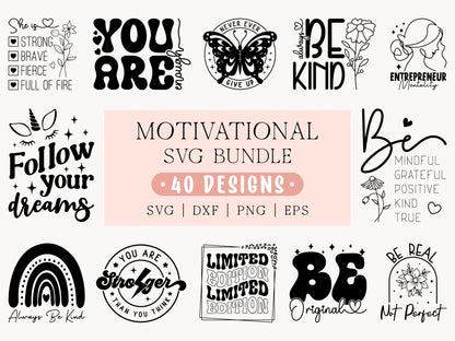 Motivational Quotes SVG Design Bundle