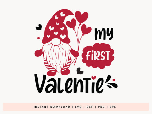 My First Valentine Gnome SVG Design