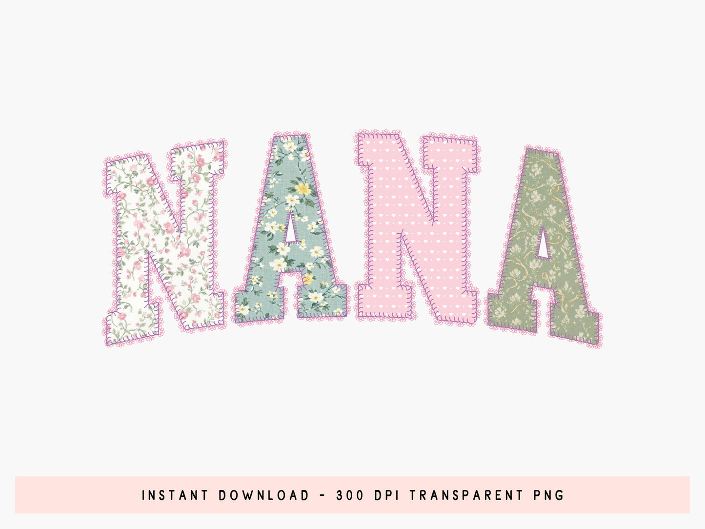 Nana Patchwork Dainty Lace Sublimation PNG