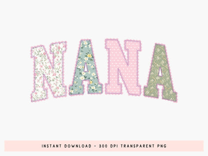 Nana Patchwork Dainty Lace Sublimation PNG