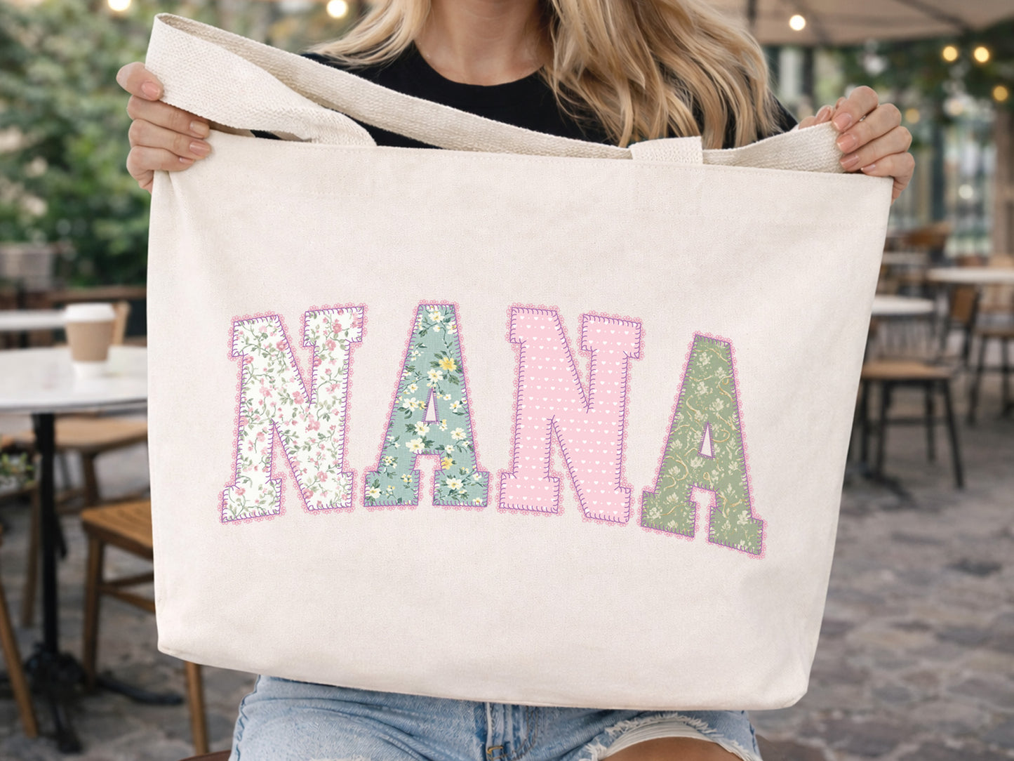 Nana Patchwork Dainty Lace Sublimation PNG