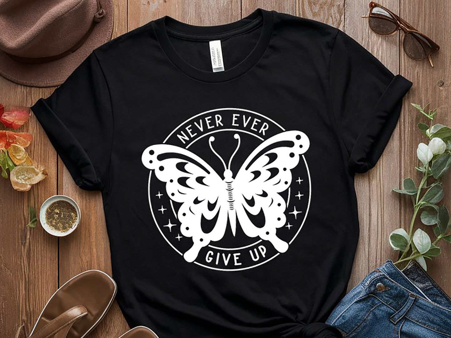 Never Ever Give Up - Motivational SVG Graphic