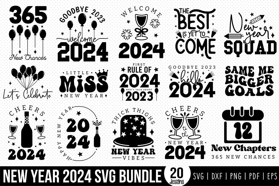 New Year 2024 SVG T Shirt Design Bundle