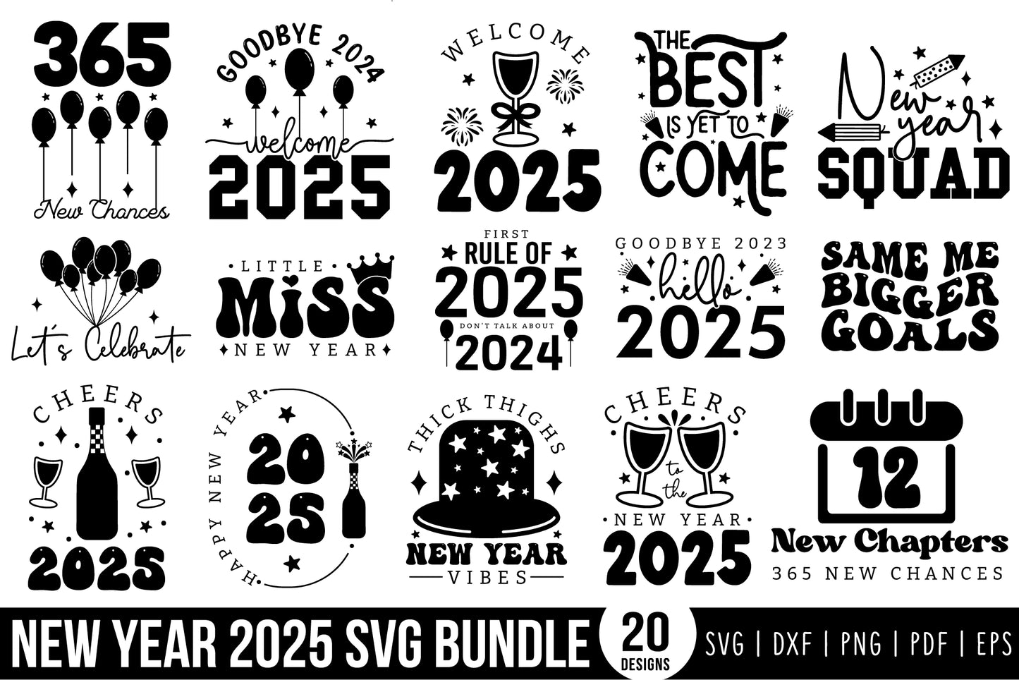 New Year 2025 SVG Design Bundle