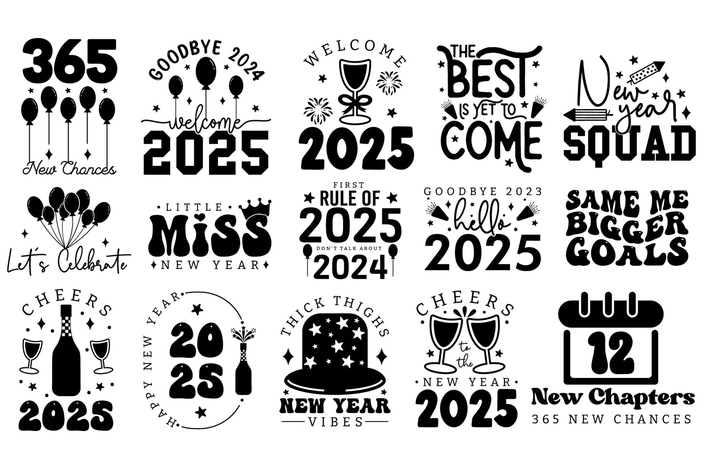 New Year 2025 SVG Design Bundle