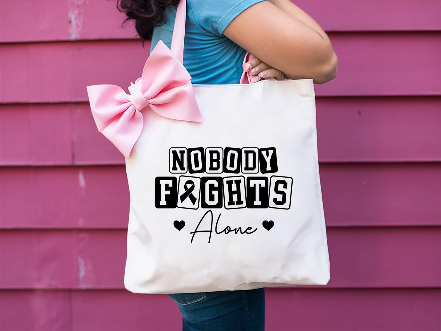 Nobody Fights Alone - Breast Cancer Awareness SVG