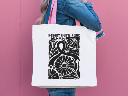 Nobody Fights Alone, Floral Breast Cancer SVG File