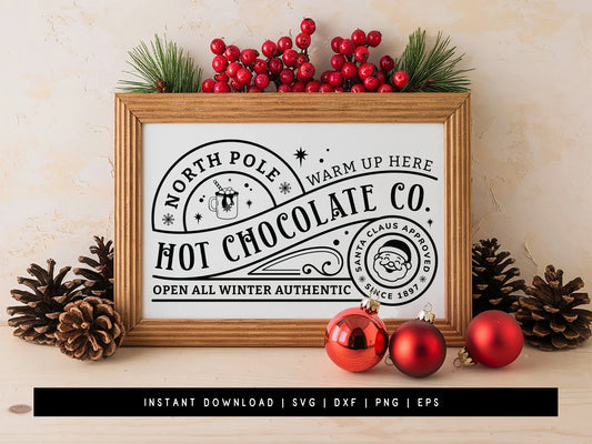 North Pole Hot Chocolate Co Sign SVG File